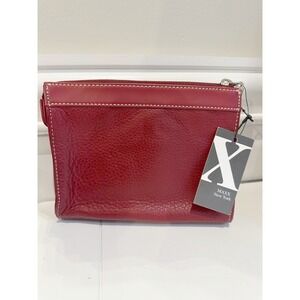 NEW MAXX New York Genuine Leather Wristlet Clutch Bag Pouch Red Burgundy NWT‎